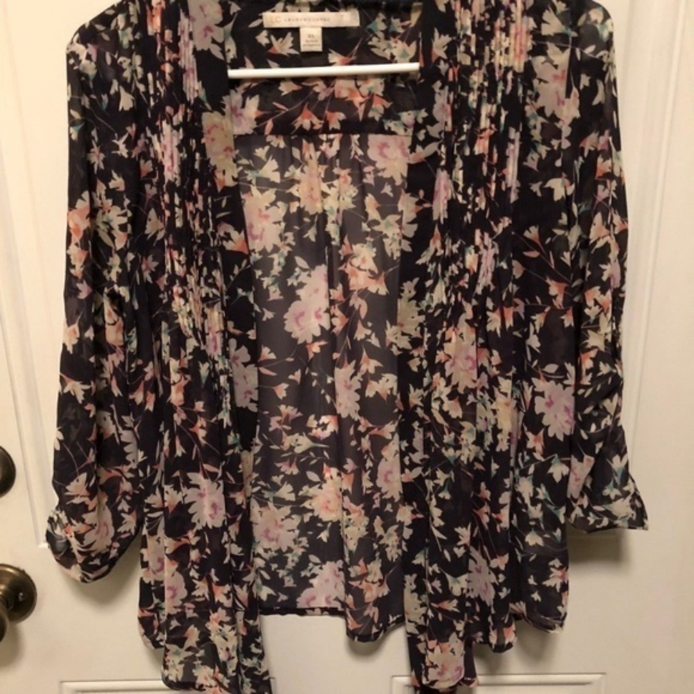 LC Lauren Conrad XS Floral Open Cardigan Blouse‎